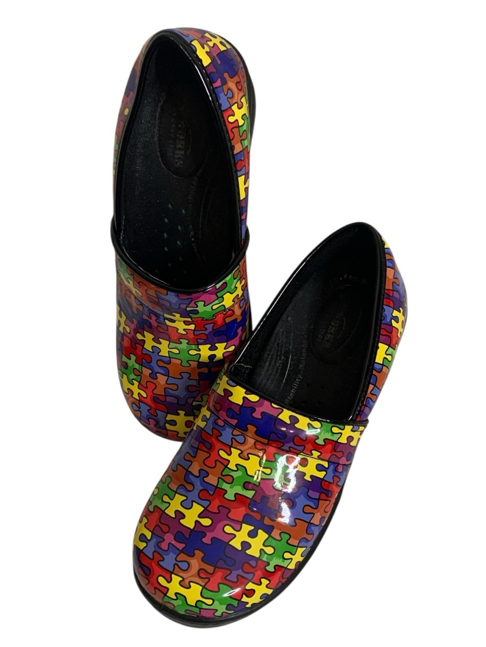 Easy Works x Easy Street Lyndee Puzzle Piece Work Clogs Shoes 8.5